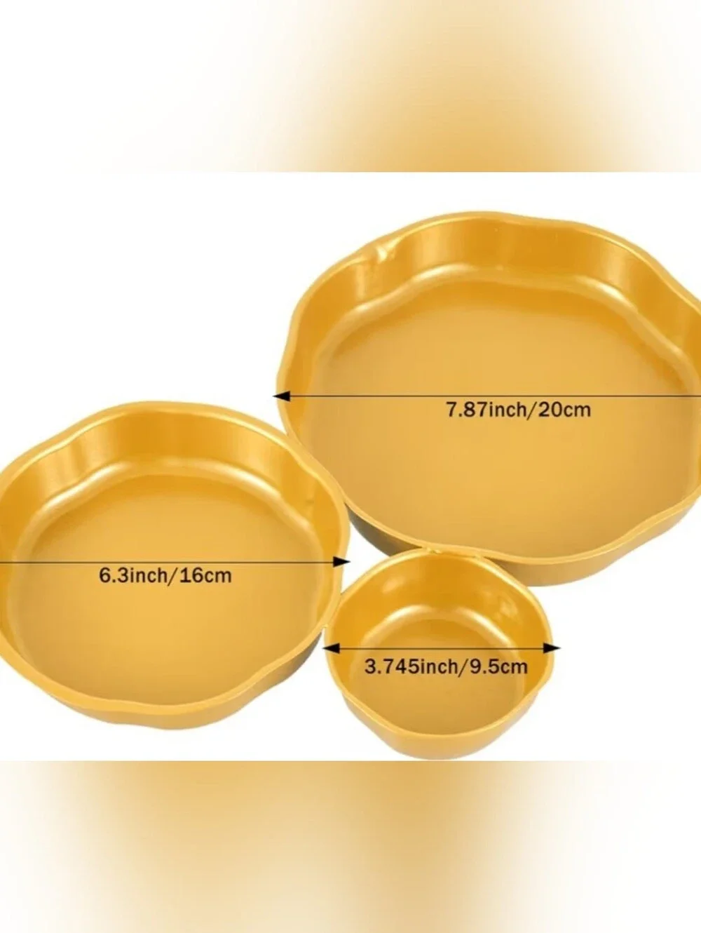 9 Cluster Of Decorative Scalloped Serving Bowls - Gold Set- Parties, Charcuterie